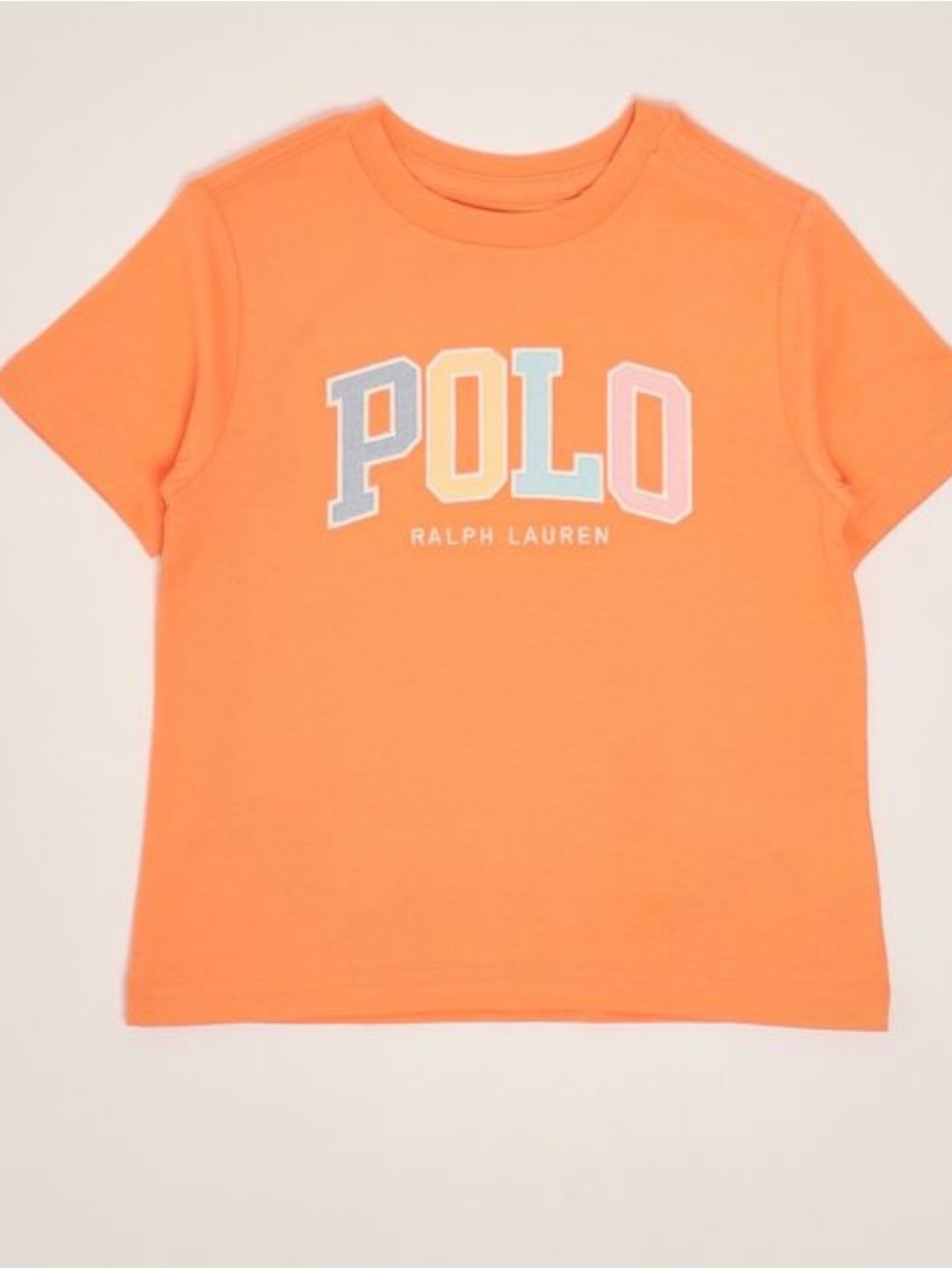 Ralph Lauren Orange Short Sleeve Tee with Multicolor POLO Logo